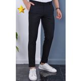 ElitWear Erkek Slim Fit Siyah Kumaş Dilli Pantolon