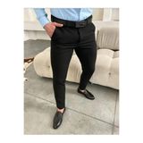 ElitWear Italyan Kesim Siyah Keten Dilli Pantolon