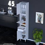Eliusta Alp 45 cm Çekmeceli Erzak Dolabı - Çok Amaçlı Banyo Kiler Mutfak Antre Depolama Dolabı 45X226X32 cm - Beyaz
