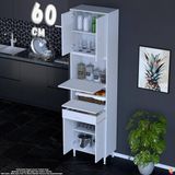 Eliusta Alp 60 cm Çekmeceli Erzak Dolabı - Çok Amaçlı Banyo Kiler Mutfak Antre Depolama Dolabı 60X226X32 cm - Beyaz