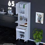 Eliusta Alp 65 cm Çekmeceli Erzak Dolabı - Çok Amaçlı Banyo Kiler Mutfak Antre Depolama Dolabı 65X226X32 cm - Beyaz