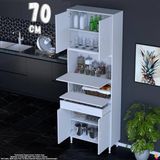 Eliusta Alp 70 cm Çekmeceli Erzak Dolabı - Çok Amaçlı Banyo Kiler Mutfak Antre Depolama Dolabı 70X226X32 cm - Beyaz