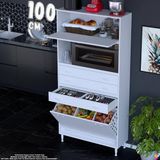 Eliusta Asaf 100 cm 2 Göz Sepetli Beyaz Mutfak Dolabı Tek Kapaklı Kahve Köşesi Organizer Dolap 100X194X32 cm