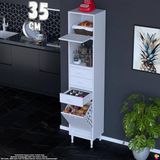 Eliusta Asaf 35 cm Sepetli Beyaz Mutfak Dolabı Tek Kapaklı Kahve Köşesi Organizer Dolap 35X194X32 cm