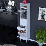 Eliusta Asaf 40 cm Sepetli Beyaz Mutfak Dolabı Tek Kapaklı Kahve Köşesi Organizer Dolap 40X194X32 cm
