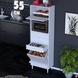 Eliusta Asaf 55 cm Sepetli Beyaz Mutfak Dolabı Tek Kapaklı Kahve Köşesi Organizer Dolap 55X194X32 cm