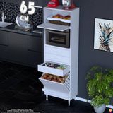 Eliusta Asaf 65 cm Sepetli Beyaz Mutfak Dolabı Tek Kapaklı Kahve Köşesi Organizer Dolap 65X194X32 cm