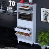 Eliusta Asaf 70 cm 2 Göz Sepetli Beyaz Mutfak Dolabı Tek Kapaklı Kahve Köşesi Organizer Dolap 70X194X32 cm