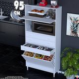 Eliusta Asaf 95 cm 2 Göz Sepetli Beyaz Mutfak Dolabı Tek Kapaklı Kahve Köşesi Organizer Dolap 95X194X32 cm