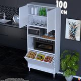 Eliusta Asel 100 cm Fırın Uyumlu 3 Göz Sepetli Çok Amaçlı Banyo Kirli Çamaşır Oyuncak Dolabı 100X213X32 cm - Beyaz