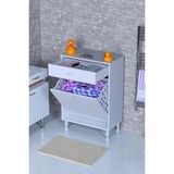 Eliusta Asil 55 cm Kirli Çamaşır Sepetli Banyo Dolabı 1 Çekmeceli Mutfak Çok Amaçlı Dolap 55X88X32,5 cm - Beyaz
