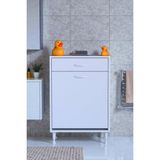 Eliusta Asil 65 cm Kirli Çamaşır Sepetli Banyo Dolabı 1 Çekmeceli Mutfak Çok Amaçlı Dolap 65X88X32,5 cm - Beyaz