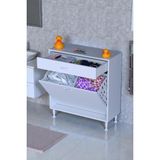 Eliusta Asil 75 cm Kirli Çamaşır Sepetli Banyo Dolabı 1 Çekmeceli Mutfak Çok Amaçlı Dolap 75X88X32,5 cm - Beyaz