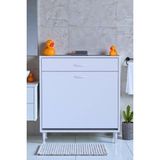 Eliusta Asil 80 cm Kirli Çamaşır Sepetli Banyo Dolabı 1 Çekmeceli Mutfak Çok Amaçlı Dolap 80X88X32,5 cm - Beyaz