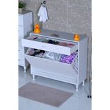 Eliusta Asil 90 cm Kirli Çamaşır Sepetli Banyo Dolabı 1 Çekmeceli Mutfak Çok Amaçlı Dolap 90X88X32,5 cm - Beyaz