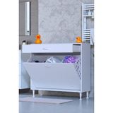 Eliusta Asil 95 cm Kirli Çamaşır Sepetli Banyo Dolabı 1 Çekmeceli Mutfak Çok Amaçlı Dolap 95X88X32,5 cm - Beyaz