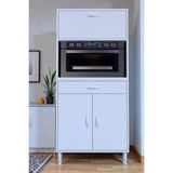Eliusta Avelin Kapaklı Mini/midi Fırın Dolabı 80 cm Beyaz Çok Fonksiyonlu 80X163,4X32,5 cm Mutfak Dolabı