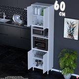 Eliusta Bade 60 cm Fırın Dolabı 4 Kapaklı Açık Raflı Çok Amaçlı Mutfak Kiler Dolabı Banyo Dolabı Boy Dolabı - Beyaz