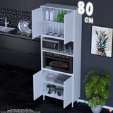 Eliusta Bade 80 cm Fırın Dolabı 4 Kapaklı Açık Raflı Çok Amaçlı Mutfak Kiler Dolabı Banyo Dolabı Boy Dolabı - Beyaz