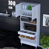 Eliusta Belin 100 cm Fırın Dolabı Kahve Köşesi Kapaklı Sepetli Mutfak Kiler Dolabı Banyo Dolabı 100X226X32CM - Beyaz