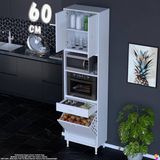 Eliusta Belin 60 cm Fırın Dolabı Kahve Köşesi Kapaklı Sepetli Mutfak Kiler Dolabı Banyo Dolabı 60X226X32 cm - Beyaz