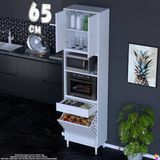 Eliusta Belin 65 cm Fırın Dolabı Kahve Köşesi Kapaklı Sepetli Mutfak Kiler Dolabı Banyo Dolabı 65X226X32 cm - Beyaz