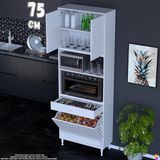 Eliusta Belin 75 cm Fırın Dolabı Kahve Köşesi Kapaklı Sepetli Mutfak Kiler Dolabı Banyo Dolabı 75X226X32 cm - Beyaz