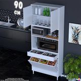 Eliusta Belin 90 cm Fırın Dolabı Kahve Köşesi Kapaklı Sepetli Mutfak Kiler Dolabı Banyo Dolabı 90X226X32 cm - Beyaz