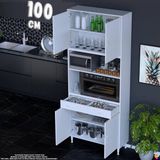Eliusta Bengi 100 cm Organizer Fırın Dolabı - Kahve Makinası Mutfak Robotu Standı Çok Amaçlı 100X226X32 cm - Beyaz