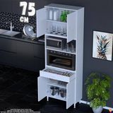 Eliusta Bengi 75 cm Organizer Fırın Dolabı - Kahve Makinası Mutfak Robotu Standı Çok Amaçlı 75X226X32 cm - Beyaz