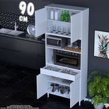 Eliusta Bengi 90 cm Organizer Fırın Dolabı - Kahve Makinası Mutfak Robotu Standı Çok Amaçlı 90X226X32 cm - Beyaz