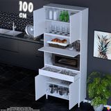 Eliusta Çağıl 100 cm Çok Amaçlı Fırın Dolabı - Mutfak Kiler Banyo Antre Hobi Dolabı 100X226X32 cm - Beyaz