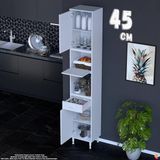 Eliusta Çağıl 45 cm Çok Amaçlı Organizer Dolap - Mutfak Kiler Banyo Antre Hobi Dolabı Beyaz 45X226X32 cm