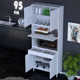 Eliusta Çağıl 95 cm Çok Amaçlı Fırın Dolabı - Mutfak Kiler Banyo Antre Hobi Dolabı 95X226X32 cm - Beyaz
