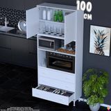 Eliusta Defne 100 cm Fırın Uyumlu 3 Çekmeceli Çok Amaçlı Mutfak Kiler Banyo Organizer Çocuk Odası Dolabı - Beyaz