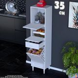 Eliusta Defne 35 cm Çok Amaçlı Mutfak, Bakliyat ve Kahve Köşesi Organizer Dolap Sepetli Dolap 35X163X32 cm - Beyaz