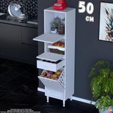 Eliusta Defne 50 cm Çok Amaçlı Mutfak, Bakliyat ve Kahve Köşesi Organizer Dolap Sepetli Dolap 50X163X32 cm - Beyaz