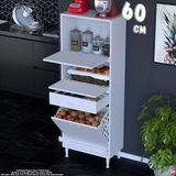 Eliusta Defne 60 cm Çok Amaçlı Mutfak Bakliyat Kiler Banyo Dolabı Kahve Köşesi Sepetli Dolap 60X163X32 cm - Beyaz