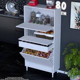 Eliusta Defne 80 cm Çok Amaçlı Mutfak Bakliyat Kiler Banyo Dolabı Kahve Köşesi Sepetli Dolap 80X163X32 cm - Beyaz