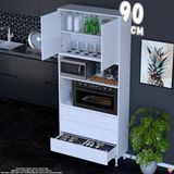 Eliusta Defne 90 cm Fırın Uyumlu 3 Çekmeceli Çok Amaçlı Mutfak Kiler Banyo Organizer Çocuk Odası Dolabı - Beyaz