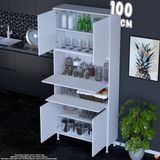 Eliusta Derin 100 cm 6 Kapaklı Çok Amaçlı Mutfak Kiler Dolabı Organizer Banyo Çocuk Odası Boy Dolabı Beyaz