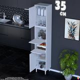 Eliusta Derin 35 cm 4 Kapaklı Çok Amaçlı Organizer Mutfak Kiler Dolabı Banyo Çocuk Odası Boy Dolabı Beyaz