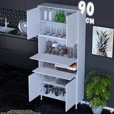 Eliusta Derin 90 cm 6 Kapaklı Çok Amaçlı Mutfak Kiler Dolabı Organizer Banyo Çocuk Odası Boy Dolabı Beyaz