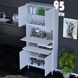 Eliusta Derin 95 cm 6 Kapaklı Çok Amaçlı Mutfak Kiler Dolabı Organizer Banyo Çocuk Odası Boy Dolabı Beyaz