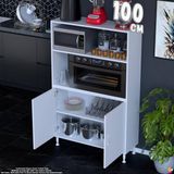 Eliusta Duru 100 cm Iki Kapaklı Mutfak Kiler Dolabı Raflı Mikrodalga Fırın Standı Banyo Dolabı 100X150X32 cm - Beyaz