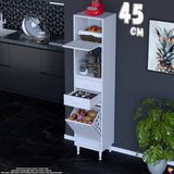 Eliusta Duru 45 cm Çok Amaçlı Mutfak Dolabı Sepetli Kapaklı 2 Çekmeceli Dolap Banyo Kirli Çamaşır Dolabı - Beyaz