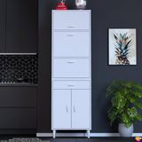 Eliusta Duru 56 cm Derinlikte Çok Amaçlı Mutfak, Bakliyat ve Kahve Köşesi Organizer Dolabı 60X195X56 cm - Beyaz - 3 Kapaklı