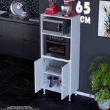 Eliusta Duru 65 cm Çift Kapaklı Mutfak Kiler Dolabı Raflı Mikrodalga Fırın Standı Banyo Dolabı 65X150X32 cm - Beyaz