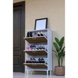 Eliusta Duru 72 cm Genişlikte Ceviz Renk Ayaklı Ayakkabılık Antre/kapı Önü 72X127X26 cm Ayakkabılık - Ceviz - Beyaz