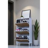 Eliusta Duru 72 cm Genişlikte Meşe Renk Ayaklı Ayakkabılık Antre/kapı Önü 72X127X26 cm Ayakkabılık - Beyaz - Meşe